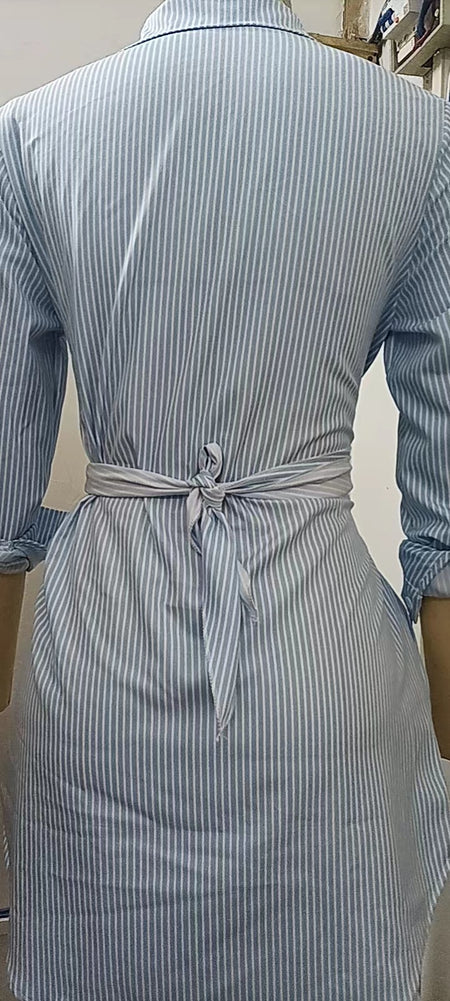 Multi-Color Rolled Sleeves Shirt Dress Women - ANIBEY