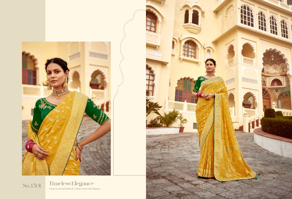 Sweet Green Woven Banarasi Designer Silk Saree With Blouse - ANIBEY