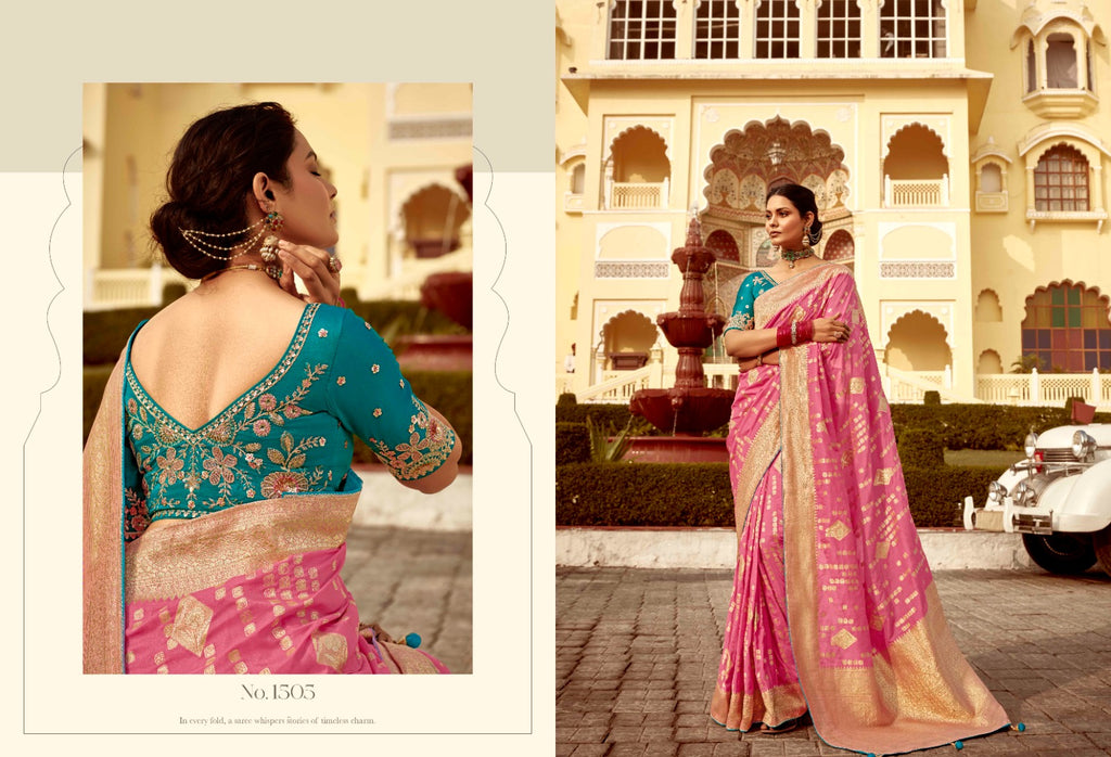 Sweet Green Woven Banarasi Designer Silk Saree With Blouse - ANIBEY