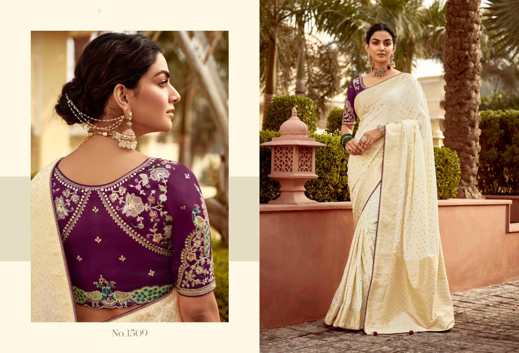 Sweet Green Woven Banarasi Designer Silk Saree With Blouse - ANIBEY