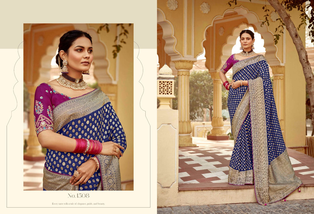 Sweet Green Woven Banarasi Designer Silk Saree With Blouse - ANIBEY