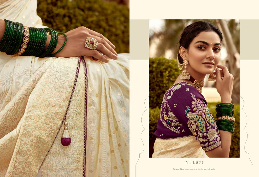 Sweet Green Woven Banarasi Designer Silk Saree With Blouse - ANIBEY