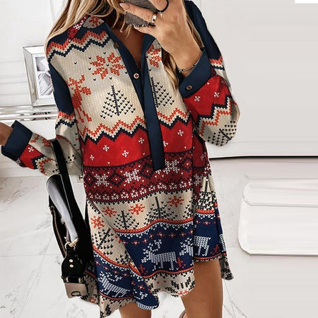 European And American Loose Women's Plaid Shirt Dress - ANIBEY