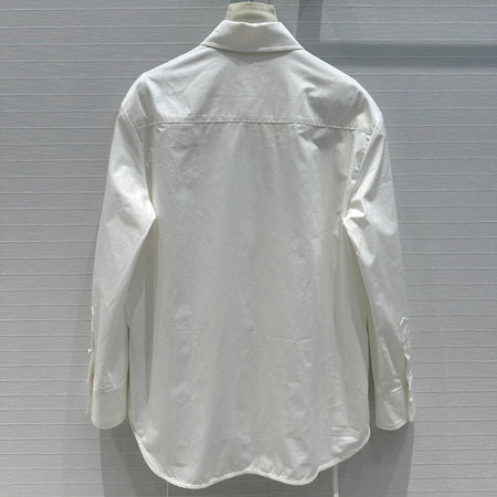 Lapel Shirt Dignified Hollow Mesh Long Sleeve Women - ANIBEY