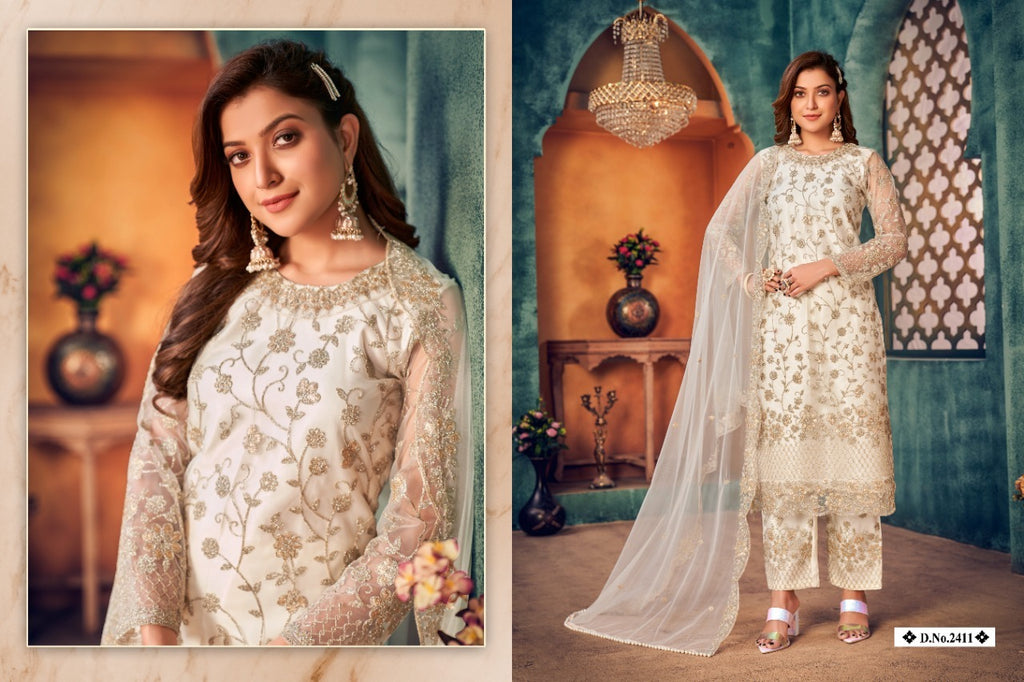 Embroidered Netted Pakistani Suit