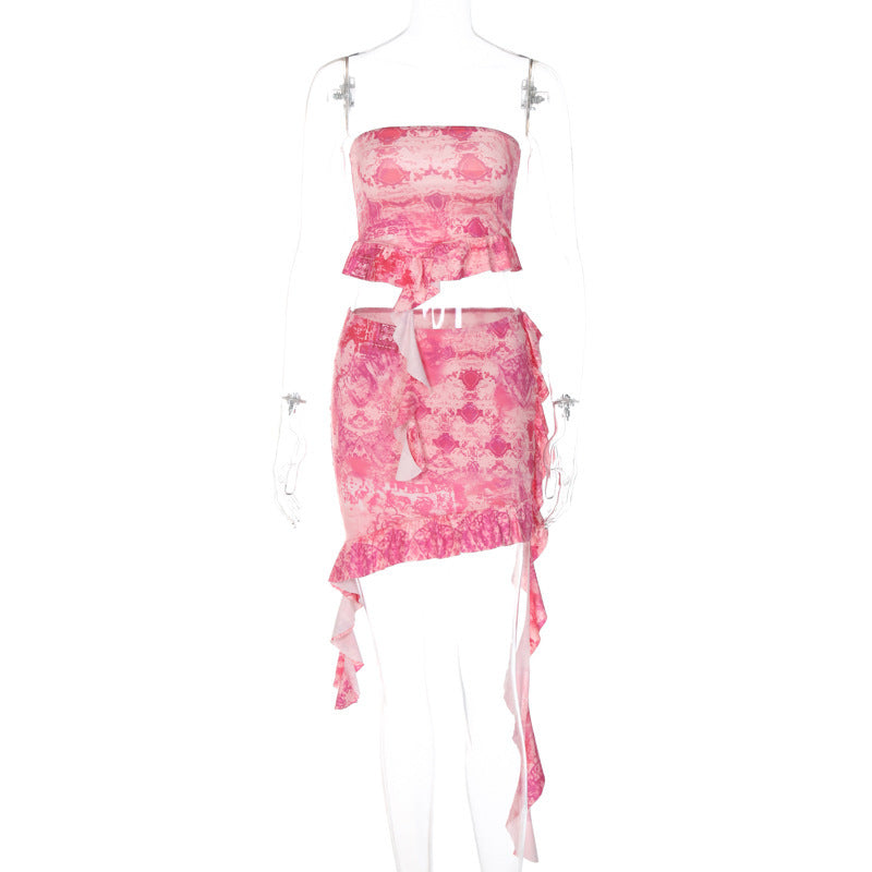 European And American Ins Style Printing Sleeveless Tube Top Casual