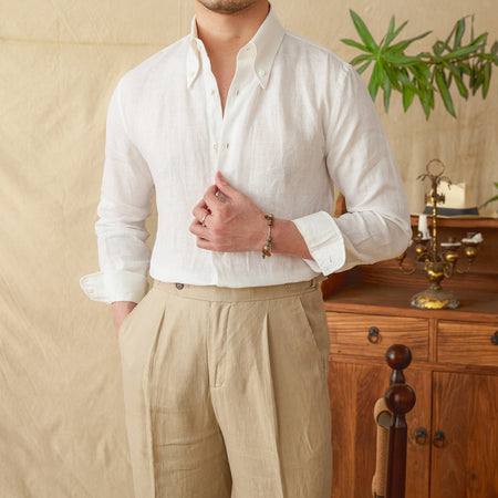 Linen Long Sleeves Collar Shirt for Men - ANIBEY