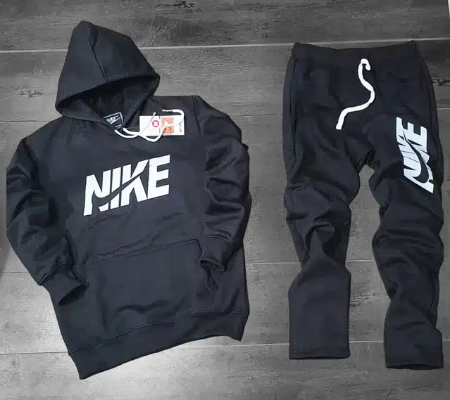 Fleece Hooded Tracksuits for Men (Black, XL) - ANIBEY
