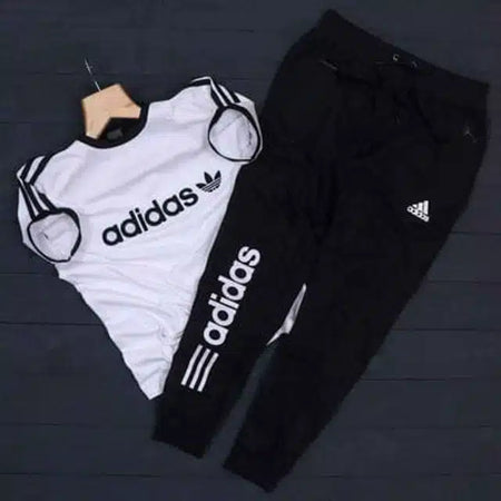 Printed Track Suit for Men (Black & White, S) - ANIBEY
