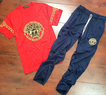 Poly Blend Tracksuit for Men (Red & Blue, M) - ANIBEY