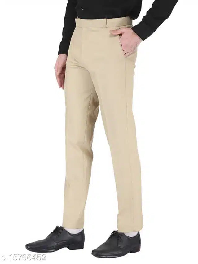 Cotton Blend Trouser for Men (Cream, 28) - ANIBEY