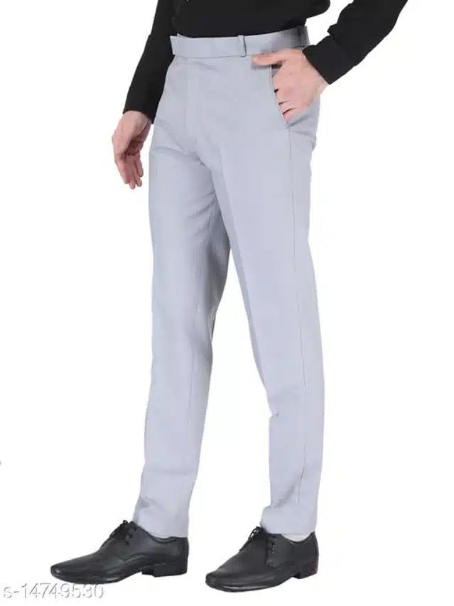 Cotton Blend Trouser for Men (Grey, 28) - ANIBEY