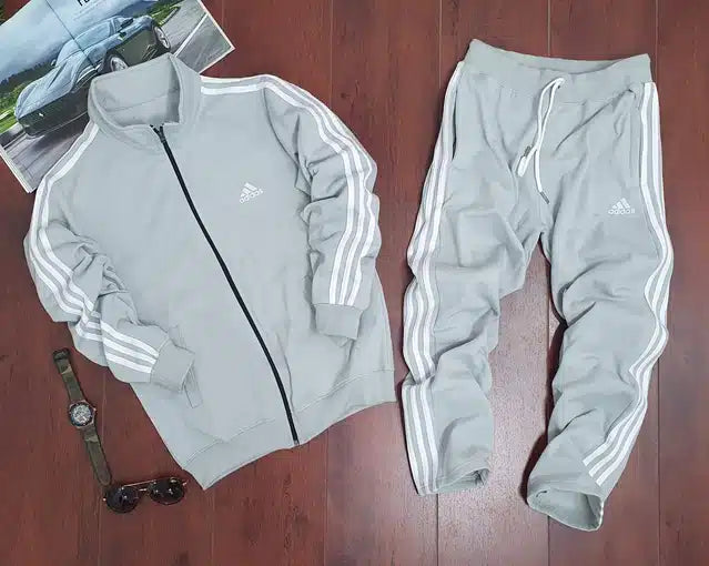 Fleece Hooded Tracksuits for Men (Grey, L) - ANIBEY