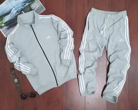 Fleece Hooded Tracksuits for Men (Grey, L) - ANIBEY