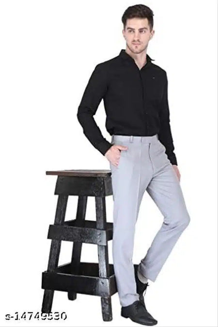 Cotton Blend Trouser for Men (Grey, 28) - ANIBEY