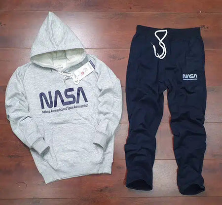 Full Sleeves Printed Tracksuit for Men (Grey & Black, M) - ANIBEY