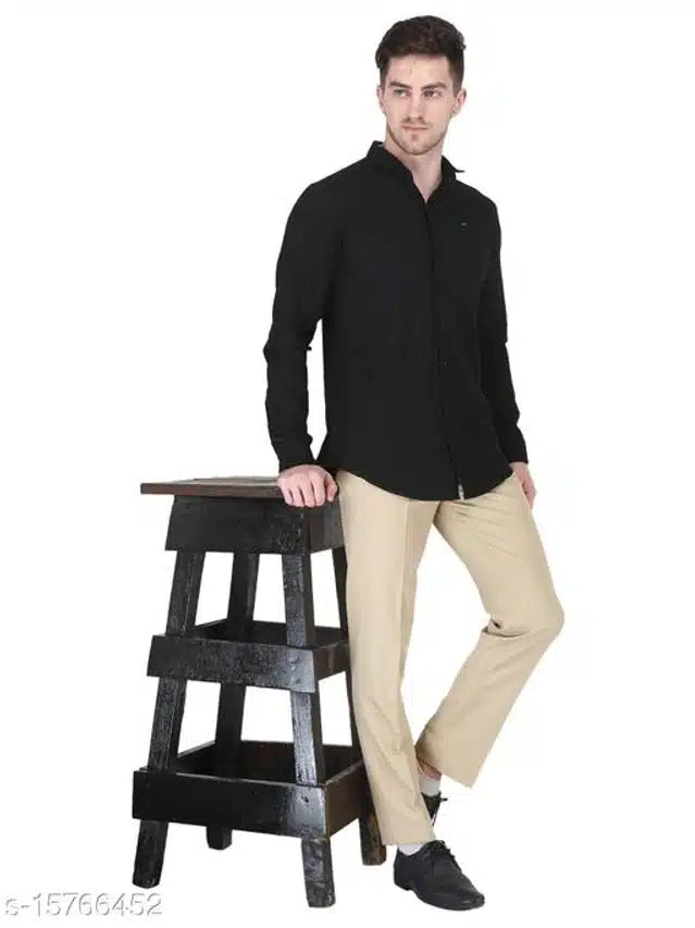 Cotton Blend Trouser for Men (Cream, 28) - ANIBEY