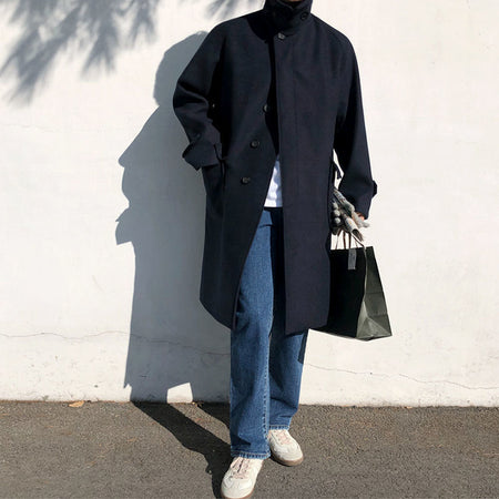British Style Woolen Trench Coat for Men - ANIBEY