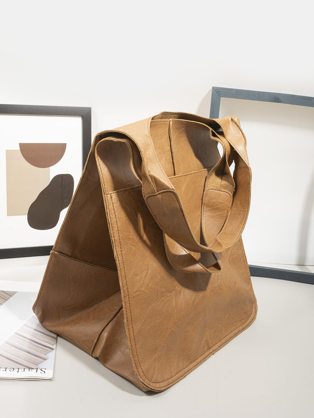 Simple Big Bag Soft Leather Large Capacity Shoulder Hand-held Tote - ANIBEY