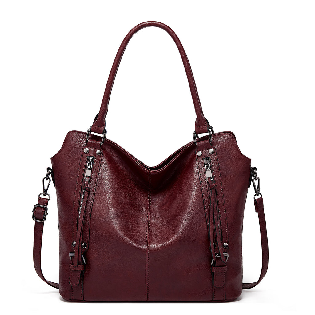 Double Zipper Design Tote Bag Large Capacity Shoulder Crossbody Bag For Women Handbags - ANIBEY