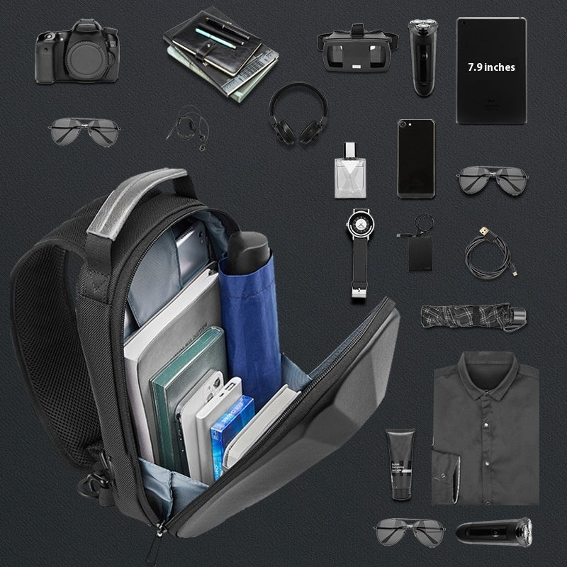 Men's Shoulder Messenger Multi-functional Fashion Leisure Crossbody Hard Shell Chest Bag - ANIBEY