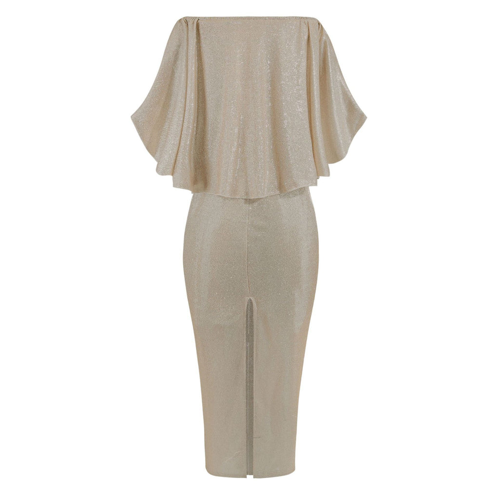 One-shoulder Dress With Big Ruffled Back And Wrapped Chest - ANIBEY